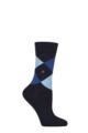 Women's 1 Pair Burlington Queen Argyle Cotton Socks - Navy Blues