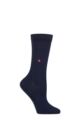 Ladies 1 Pair Burlington Lady Plain Cotton Socks - Marine