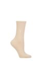 Ladies 1 Pair Burlington York Organic Cotton Ribbed Socks - Beige