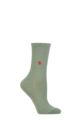 Ladies 1 Pair Burlington York Organic Cotton Ribbed Socks - Green