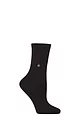 Women's 1 Pair Burlington Fleet Street Ribbed Cotton Socks - Black