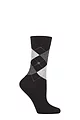 Women's 1 Pair Burlington Queen Argyle Cotton Socks - Black / Grey