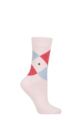 Ladies 1 Pair Burlington Queen Argyle Cotton Socks - Orchid