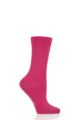 Ladies 1 Pair Burlington Lady Plain Cotton Socks - Dark Pink