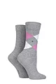 Women's 2 Pair Burlington Everyday Mix Plain and Argyle Cotton Socks - Grey