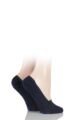 Ladies 2 Pair Burlington Everyday Invisible Cotton Shoe Liners - Marine