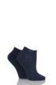 Ladies 2 Pair Burlington Everyday Cotton Trainer Socks - Marine