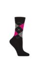 Women's 1 Pair Burlington Marylebone Argyle Wool Socks - Black / Pink