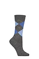Women's 1 Pair Burlington Marylebone Argyle Wool Socks - Charcoal / Blue