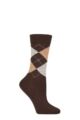 Women's 1 Pair Burlington Marylebone Argyle Wool Socks - Dark Brown