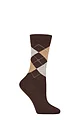Women's 1 Pair Burlington Marylebone Argyle Wool Socks - Dark Brown