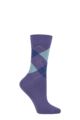 Ladies 1 Pair Burlington Marylebone Argyle Wool Socks - Dark Purple