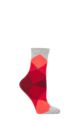 Ladies 1 Pair Burlington Bonnie Cotton All Over Blend Argyle Socks - Reds