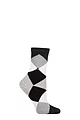 Women's 1 Pair Burlington Bonnie Cotton All Over Blend Argyle Socks - Black / Grey / White
