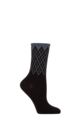 Ladies 1 Pair Burlington Mayfair Cotton Argyle Topped Socks - Black