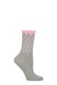 Ladies 1 Pair Burlington Mayfair Cotton Argyle Topped Socks - Grey