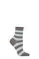 Ladies 1 Pair Burlington Aberdeen Viscose Striped Socks - Grey