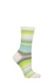 Ladies 1 Pair Burlington Stripe Cotton Socks - White