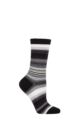 Ladies 1 Pair Burlington Stripe Cotton Socks - Black