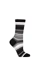 Women's 1 Pair Burlington Stripe Cotton Socks - Black