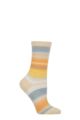 Ladies 1 Pair Burlington Stripe Cotton Socks - Beige
