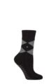 Ladies 1 Pair Burlington Cosy Argyle Wool Slipper Socks - Black