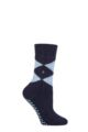 Ladies 1 Pair Burlington Cosy Argyle Wool Slipper Socks - Navy