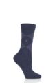 Ladies 1 Pair Burlington Marylebone Lurex Virgin Wool Socks - Navy