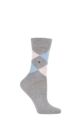 Ladies 1 Pair Burlington Covent Garden Cotton Argyle Socks - Grey