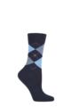 Ladies 1 Pair Burlington Covent Garden Cotton Argyle Socks - Navy