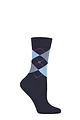 Women's 1 Pair Burlington Covent Garden Cotton Argyle Socks - Navy