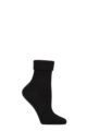 Ladies 1 Pair Burlington Plymouth Virgin Wool Turn Over Top Socks - Black