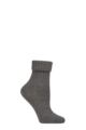 Ladies 1 Pair Burlington Plymouth Virgin Wool Turn Over Top Socks - Light Grey