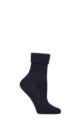 Ladies 1 Pair Burlington Plymouth Virgin Wool Turn Over Top Socks - Navy