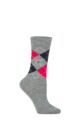 Ladies 1 Pair Burlington Marylebone Melange Virgin Wool Socks - Blue / Pink