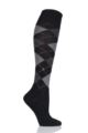 Ladies 1 Pair Burlington Whitby Extra Soft Argyle Knee High Socks - Black / Grey / Light Grey