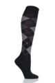 Women's 1 Pair Burlington Whitby Extra Soft Argyle Knee High Socks - Black / Grey / Light Grey