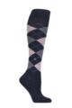 Women's 1 Pair Burlington Whitby Extra Soft Argyle Knee High Socks - Dark Navy
