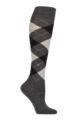 Women's 1 Pair Burlington Marylebone Argyle Wool Knee High Socks - Asphalt Melange