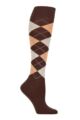 Women's 1 Pair Burlington Marylebone Argyle Wool Knee High Socks - Dark Brown