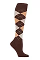 Women's 1 Pair Burlington Marylebone Argyle Wool Knee High Socks - Dark Brown