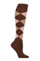 Women's 1 Pair Burlington Marylebone Argyle Wool Knee High Socks - Hazelnut