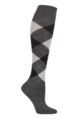 Ladies 1 Pair Burlington Marylebone Argyle Wool Knee High Socks - Charcoal