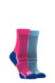 Mens and Ladies 2 Pair 1000 Mile Trek Socks - Navy / Purple