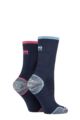 Mens and Ladies 2 Pair 1000 Mile Walk Sock - Navy Cornflower / Navy Mauve