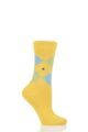 Ladies 1 Pair Burlington Whitby Extra Soft Argyle Socks - Yellow