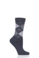 Women's 1 Pair Burlington Whitby Extra Soft Argyle Socks - Black / Grey