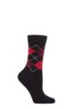 Ladies 1 Pair Burlington Whitby Extra Soft Argyle Socks - Navy / Red