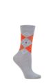 Ladies 1 Pair Burlington Whitby Extra Soft Argyle Socks - Grey / Orange