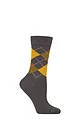 Women's 1 Pair Burlington Whitby Extra Soft Argyle Socks - Grey / Yellow